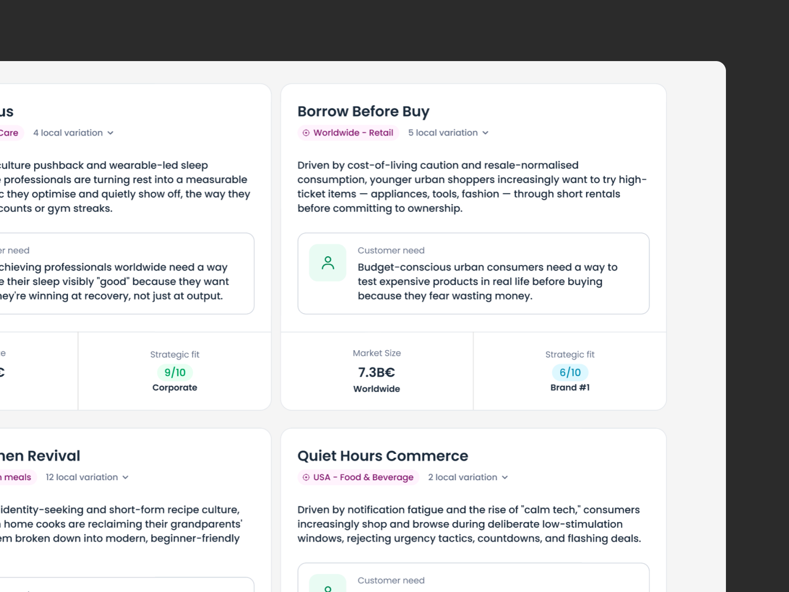 Growth opportunities interface